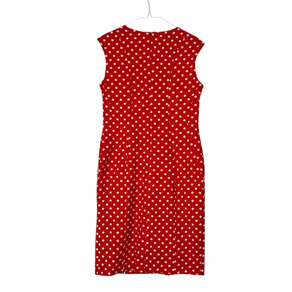 Shelby & Palmer Red Polka Dot Sheath Midi Dress Size 6 | Vintage Pinup Style - Picture 4 of 11